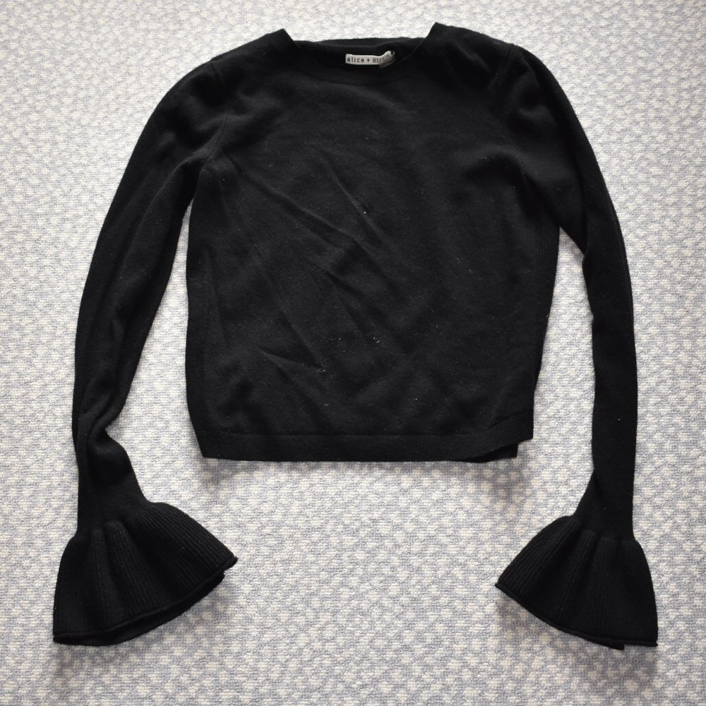 Bell Sleeve Black Alice and Olivia Sweater